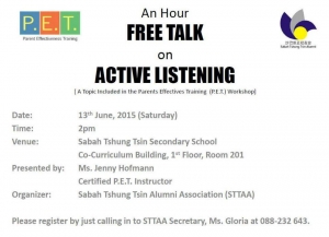 06-12 An hour free talk on Active Listening for more effective parenting